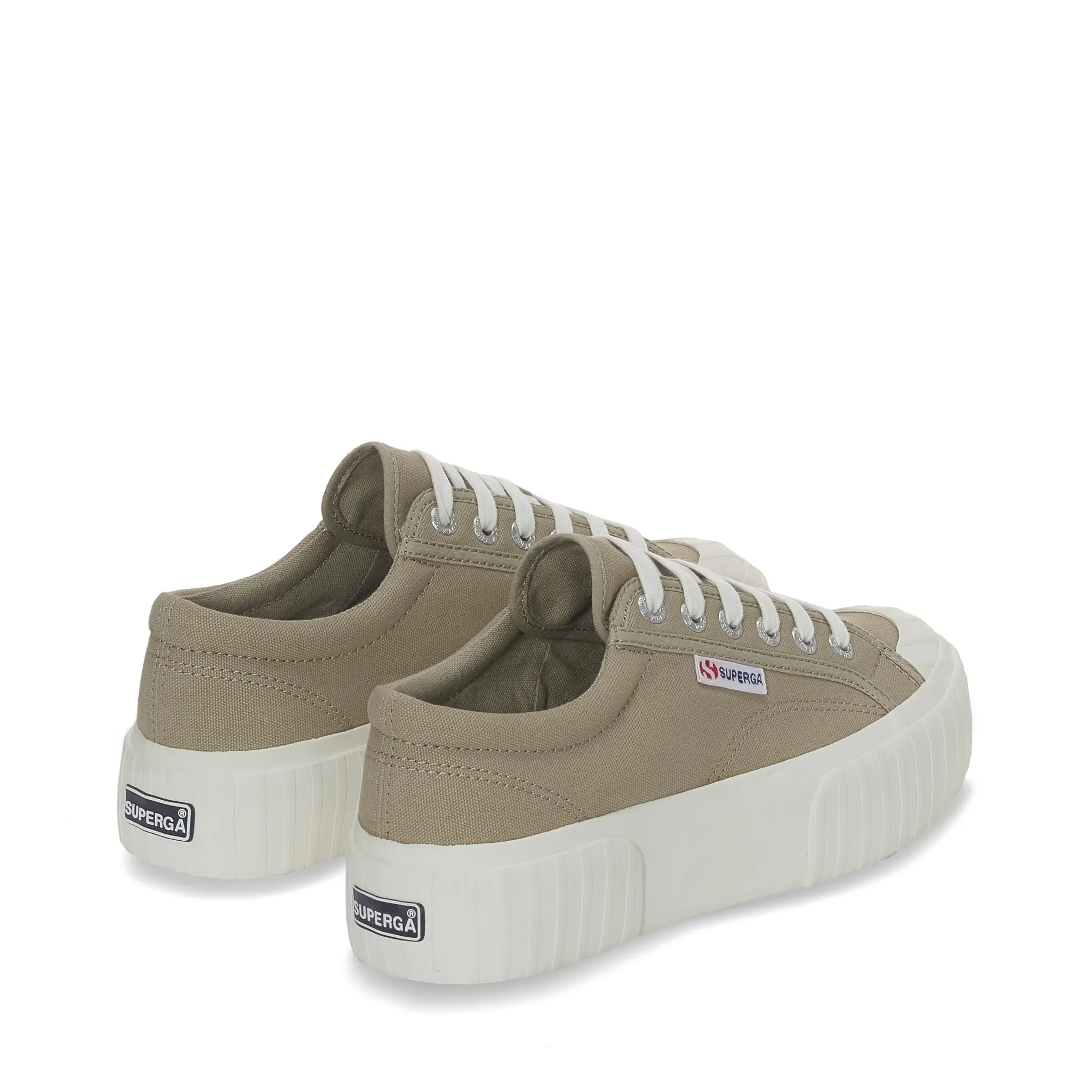 2631 Stripe Platform Sneakers - Grey Fossil Avorio