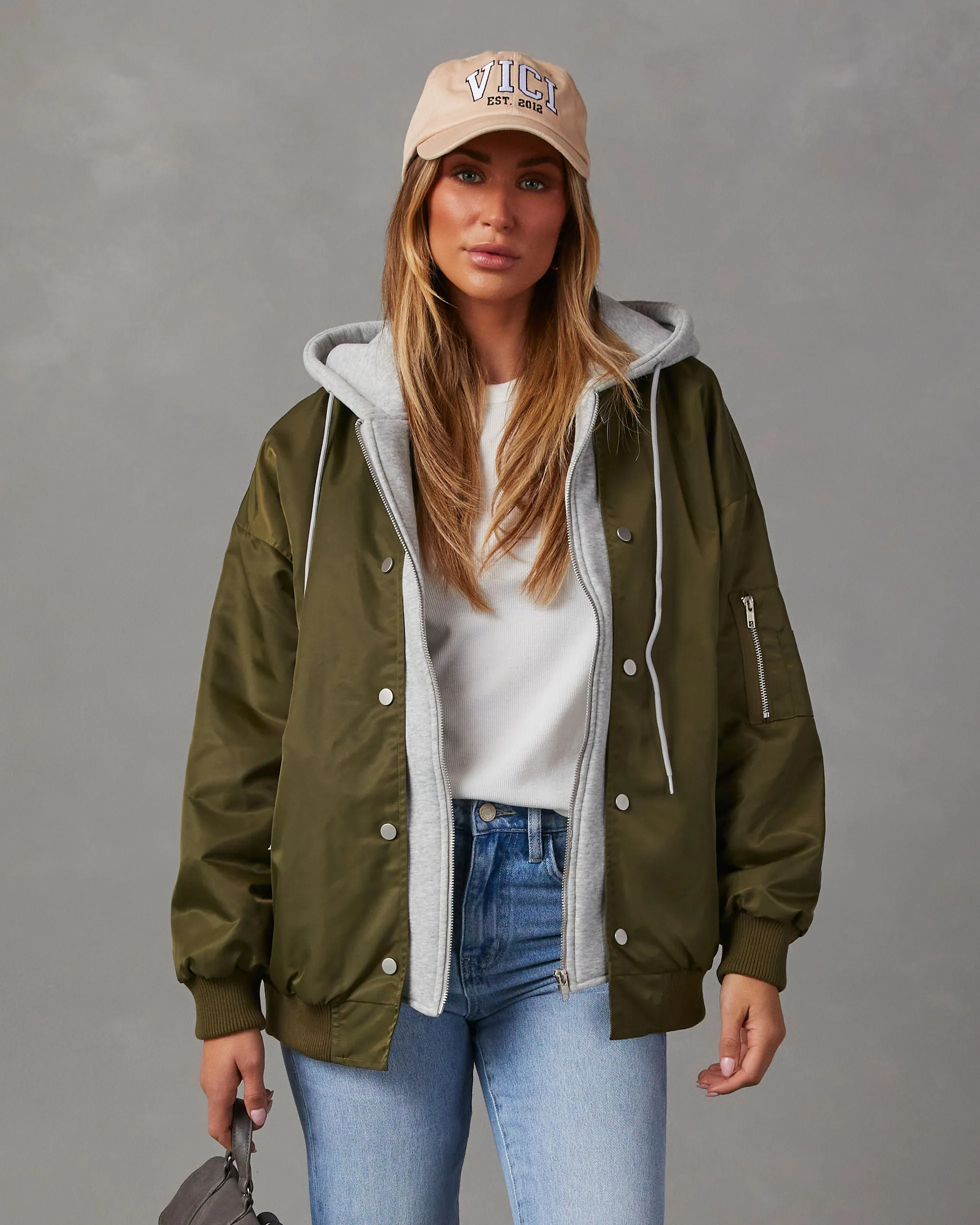 Campus Oversized Hooded Bomber Jacket