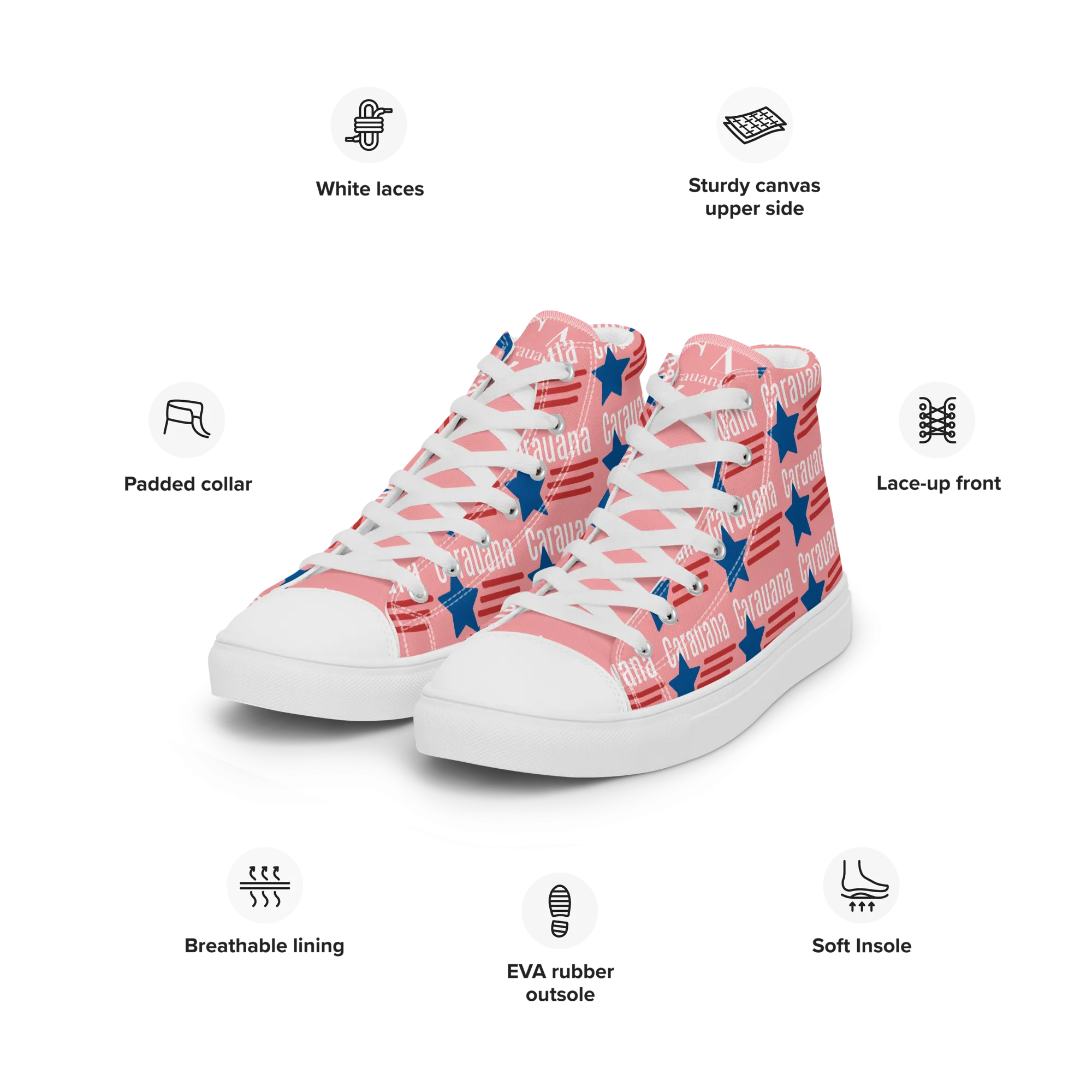 CARAUANA Hip Hop canvas shoes pink USA