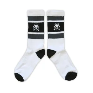 CLE Logo - Striped Crew Socks - Black/Grey