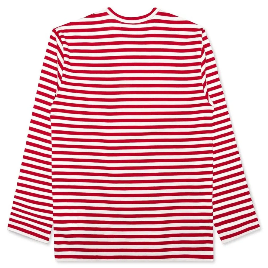 Comme Des Garcons Play Striped L/S T-Shirt Red/White (Size S)