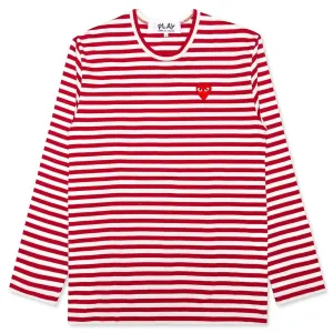 Comme Des Garcons Play Striped L/S T-Shirt Red/White (Size S)