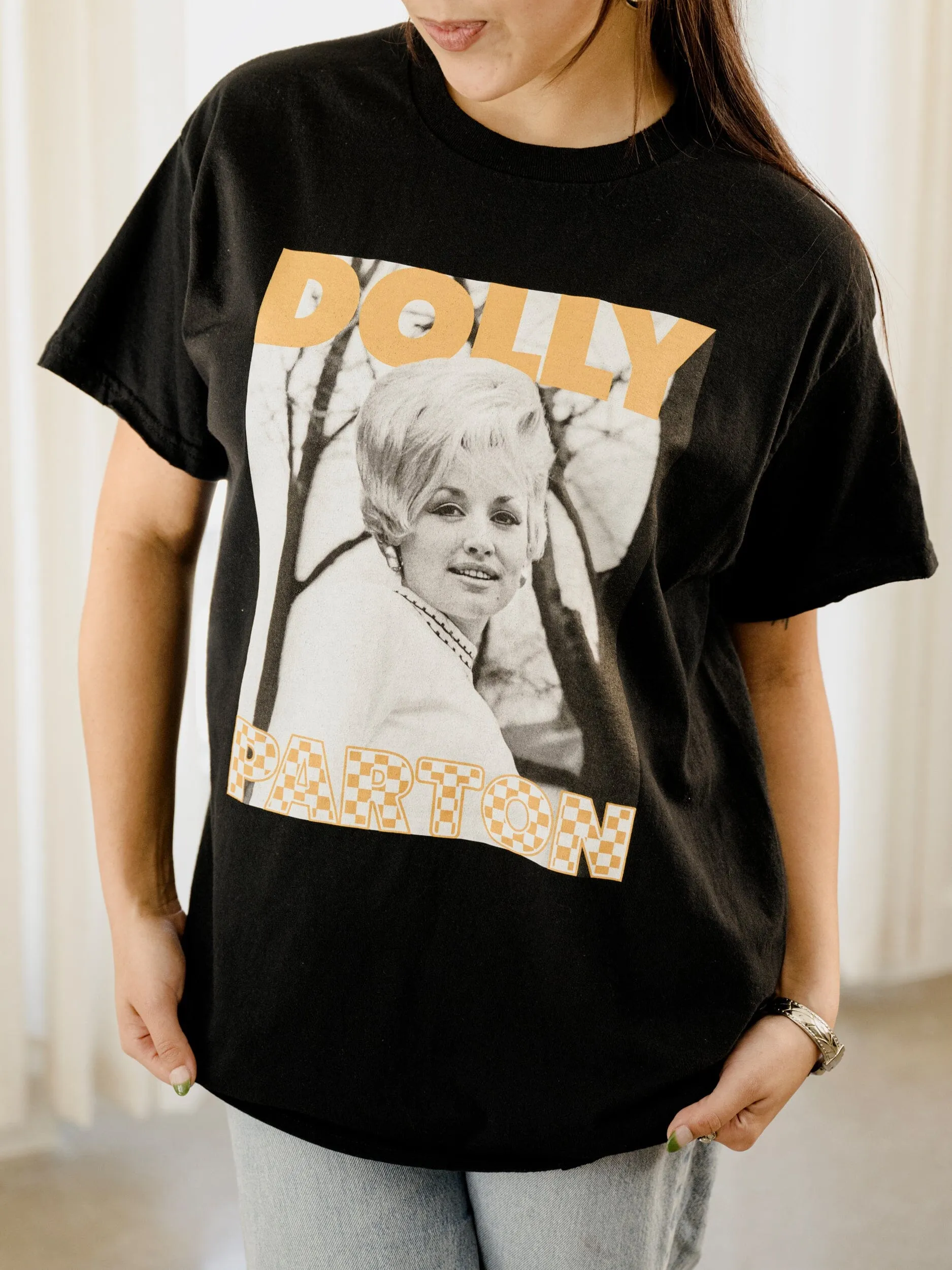 Dolly Parton Tennessee Checkerboard Thrifted Distressed Tee