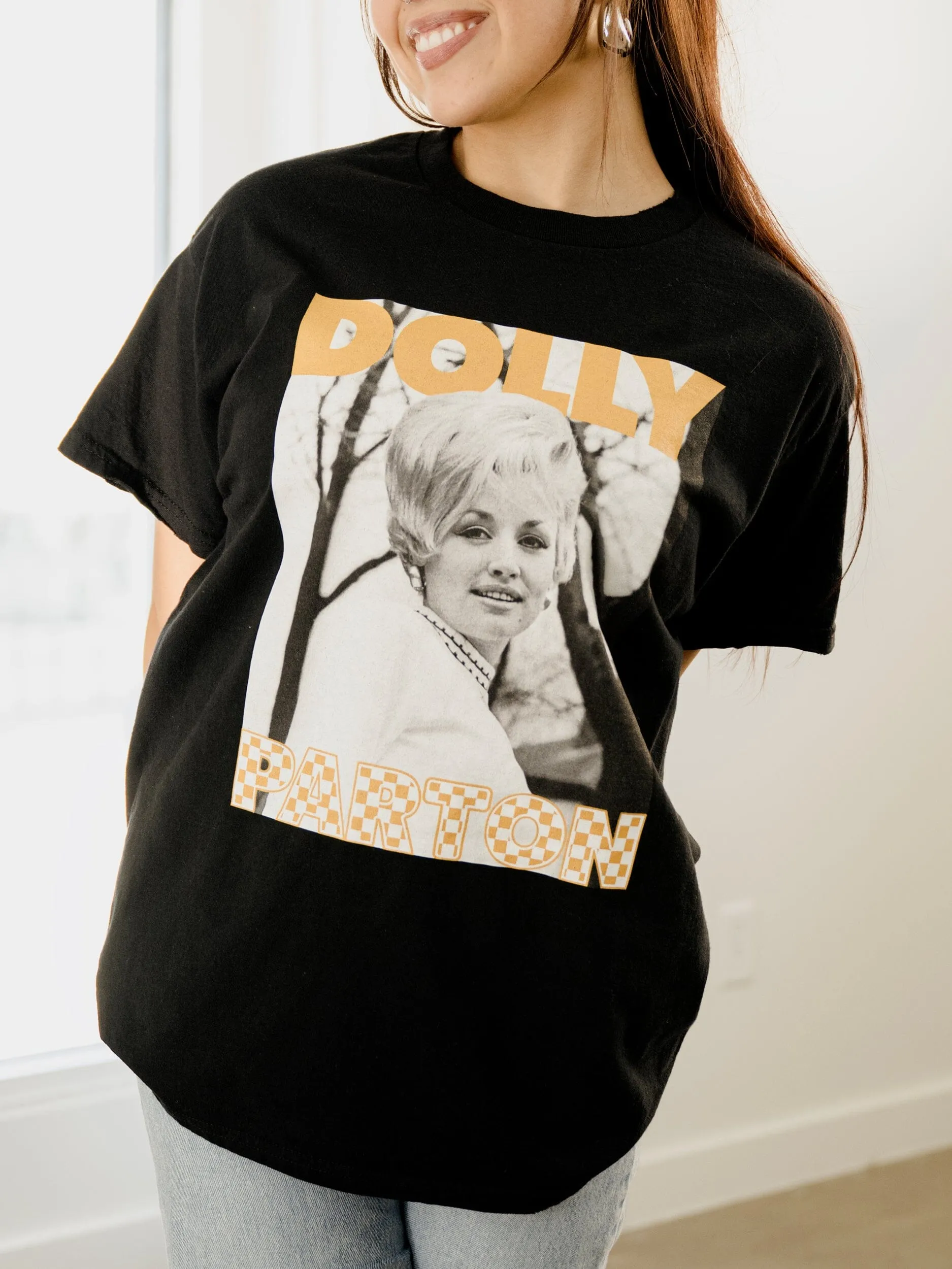 Dolly Parton Tennessee Checkerboard Thrifted Distressed Tee