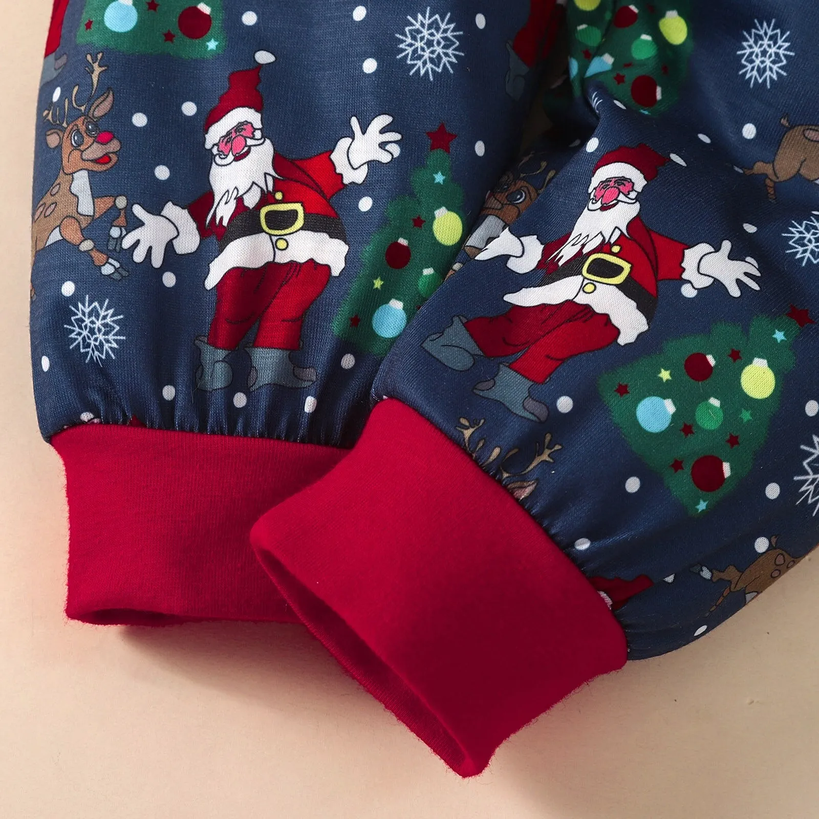 Infant Boys Girls Winter Long Sleeve Christmas Santa Cartoon Prints Romper Pants Hat Outfit