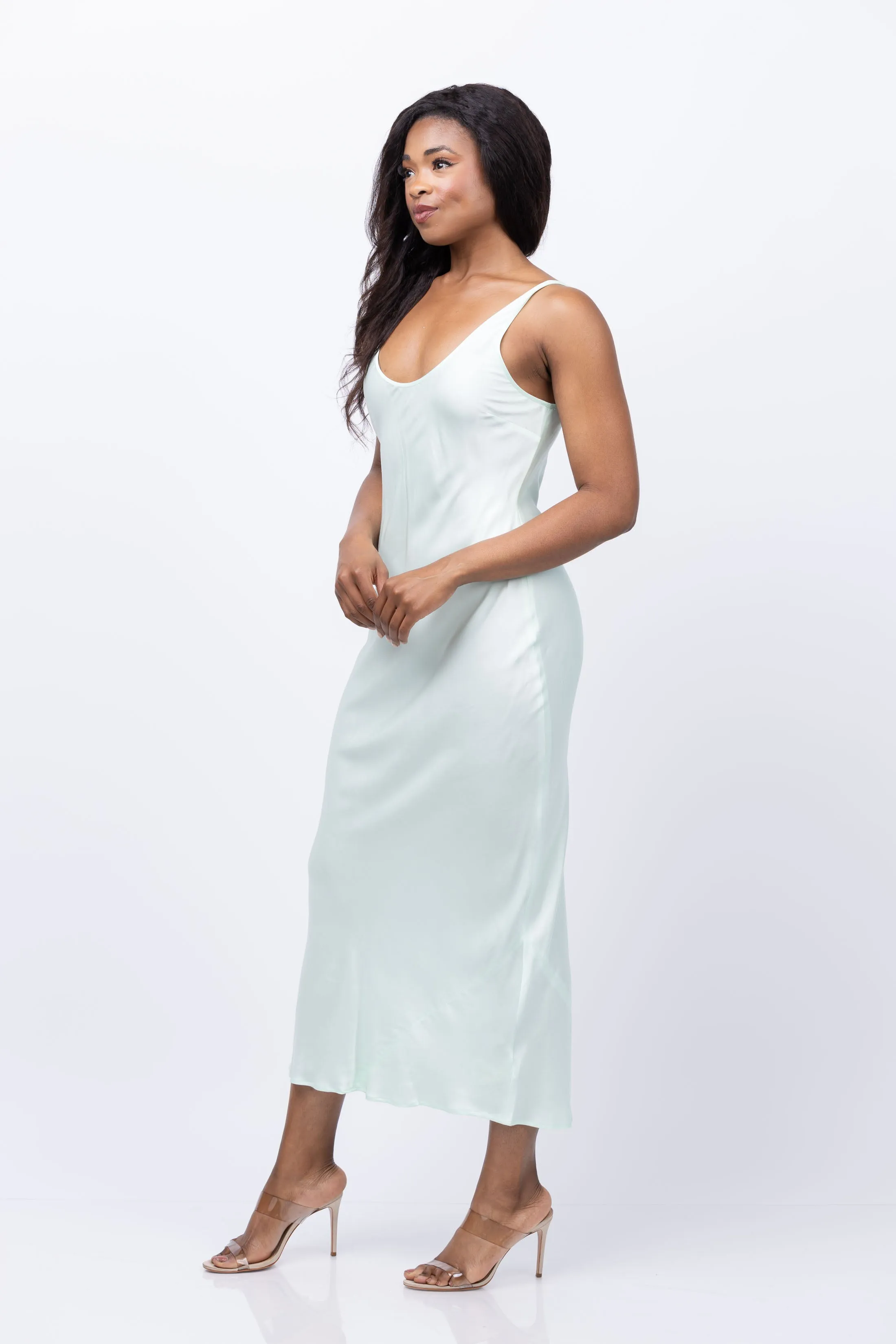 L'AGENCE Akiya Tank Dress in Honeydew