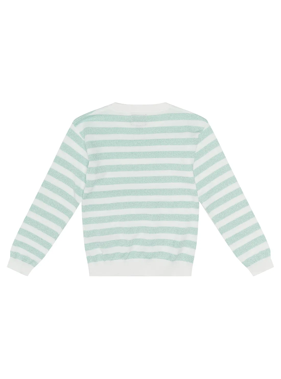 Light Blue Lurex Striped Knit Top (2-7)