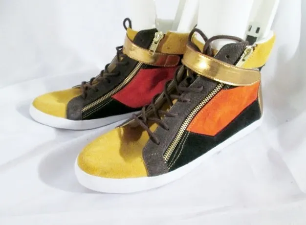 NEW Womens GOT SOUL Suede Leather Sneaker Patchwork Urban 8 BROWN ORANGE