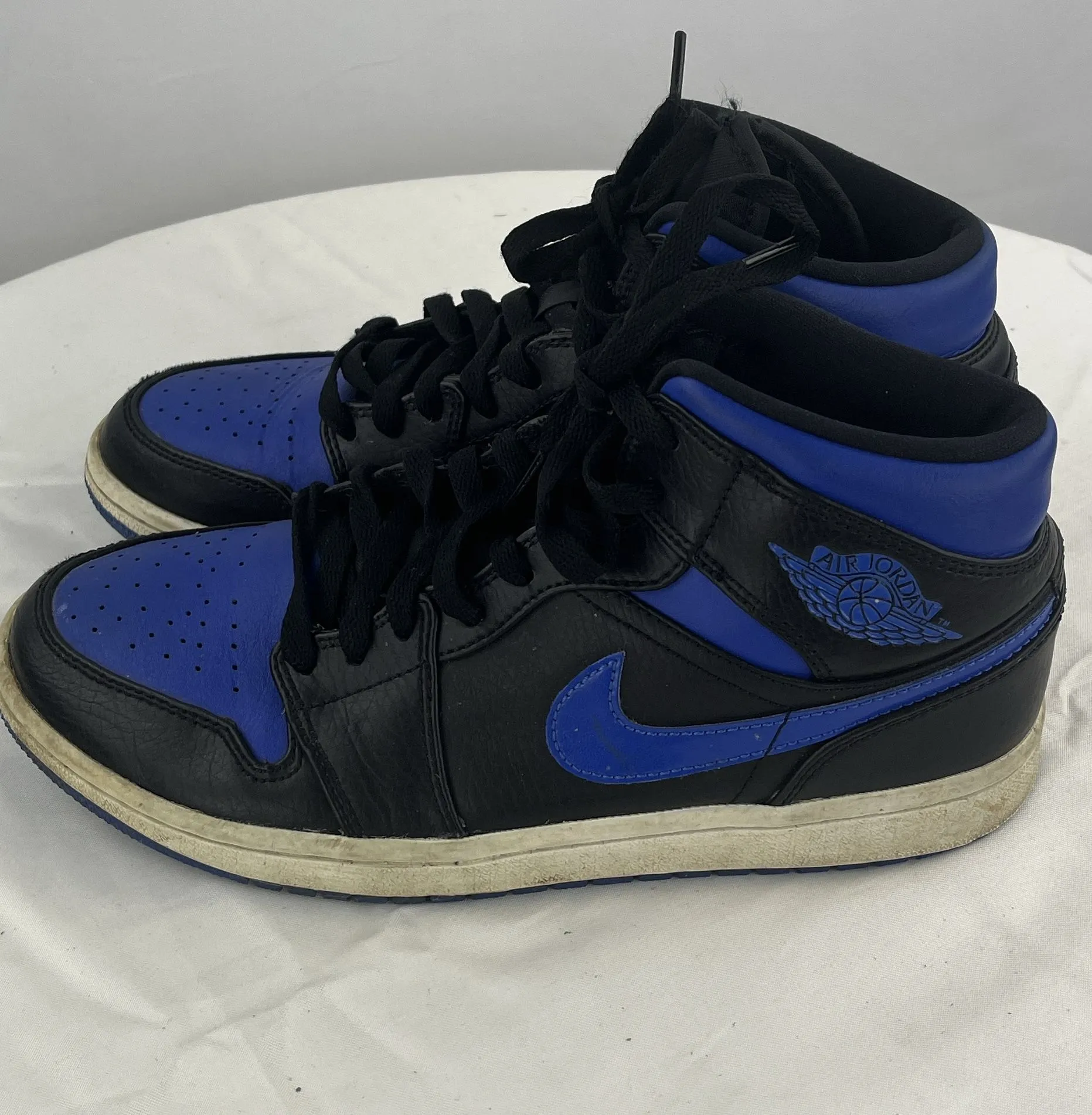 Nike Men's Air Jordan 1 Mid Hyper Blue/Black Basketball Sneakers Size 7.5