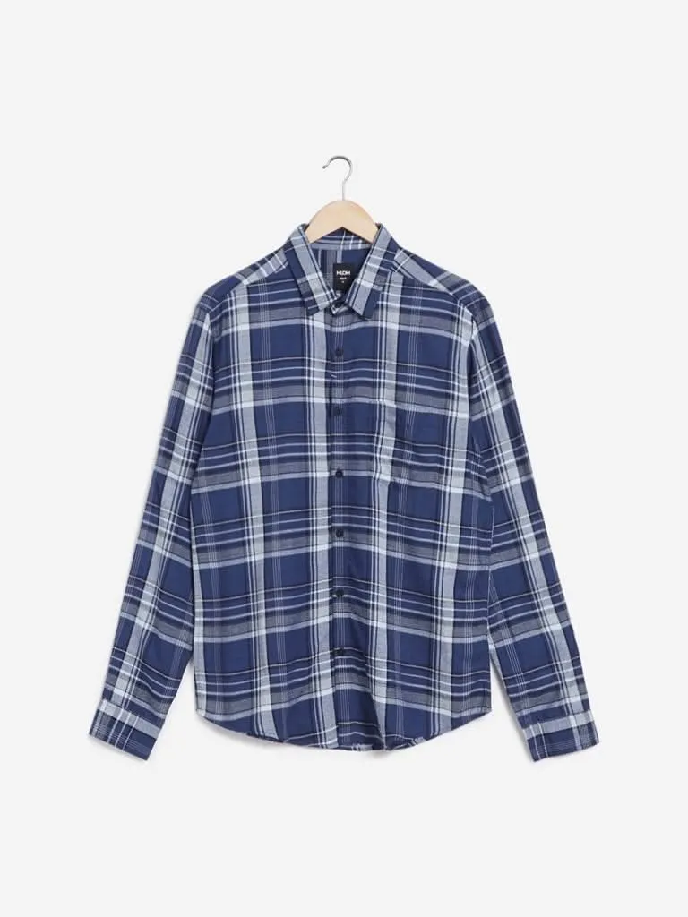 Nuon Indigo Checkered Slim-Fit Shirt