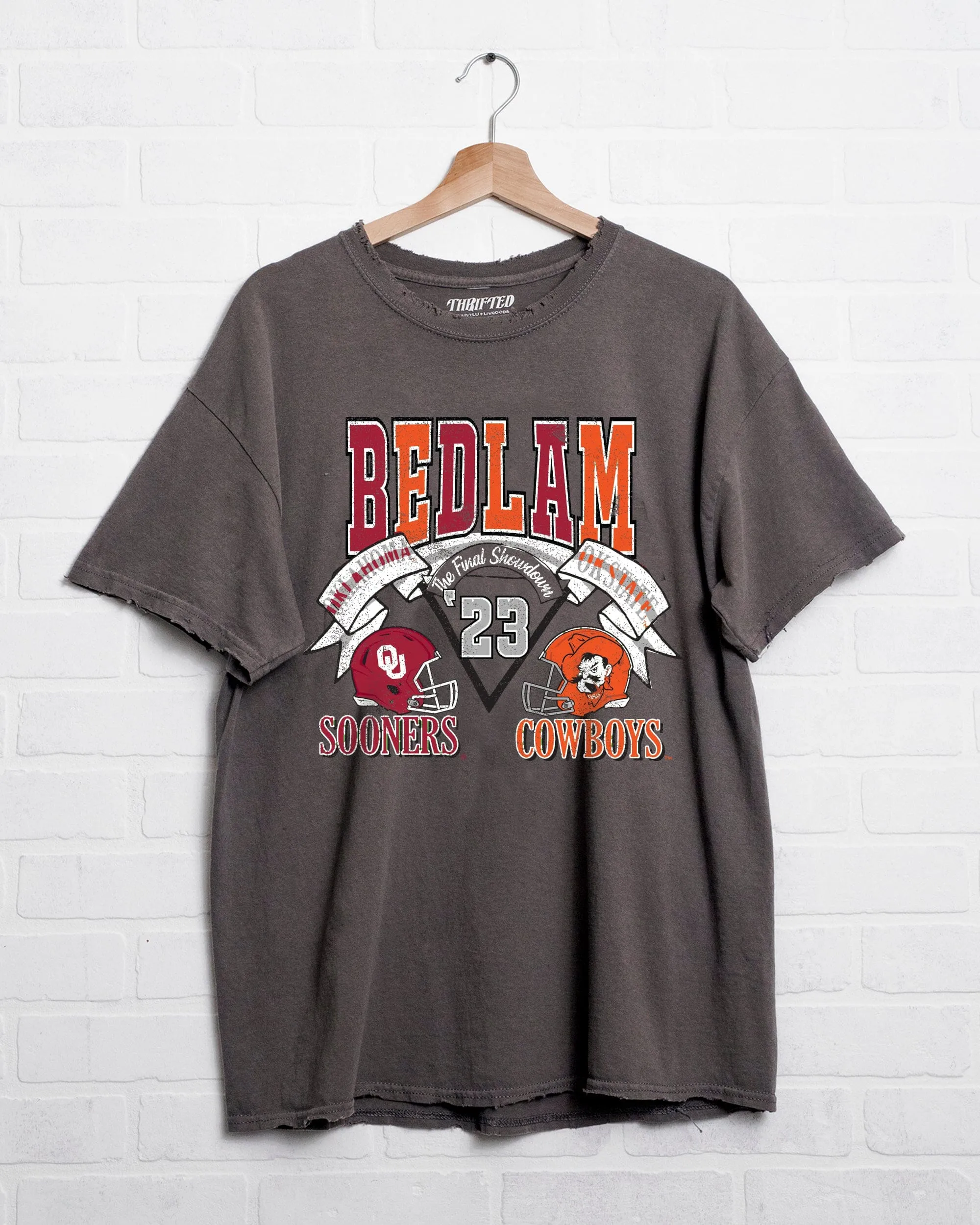 OU v OSU Bedlam Final Showdown Charcoal Thrifted Tee