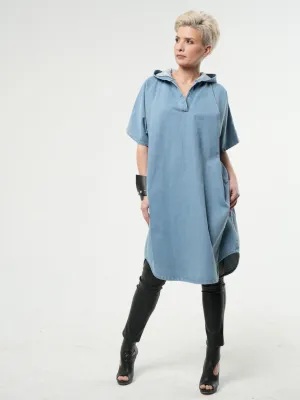 Oversized Denim Hooded Dress