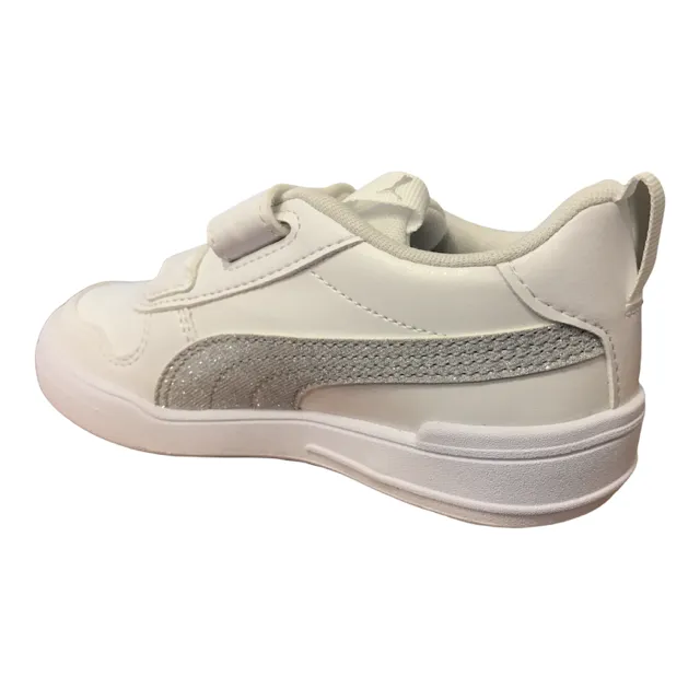 Puma Multiflex Glitzm FS V PS 384885 01 white silver girls' sneakers