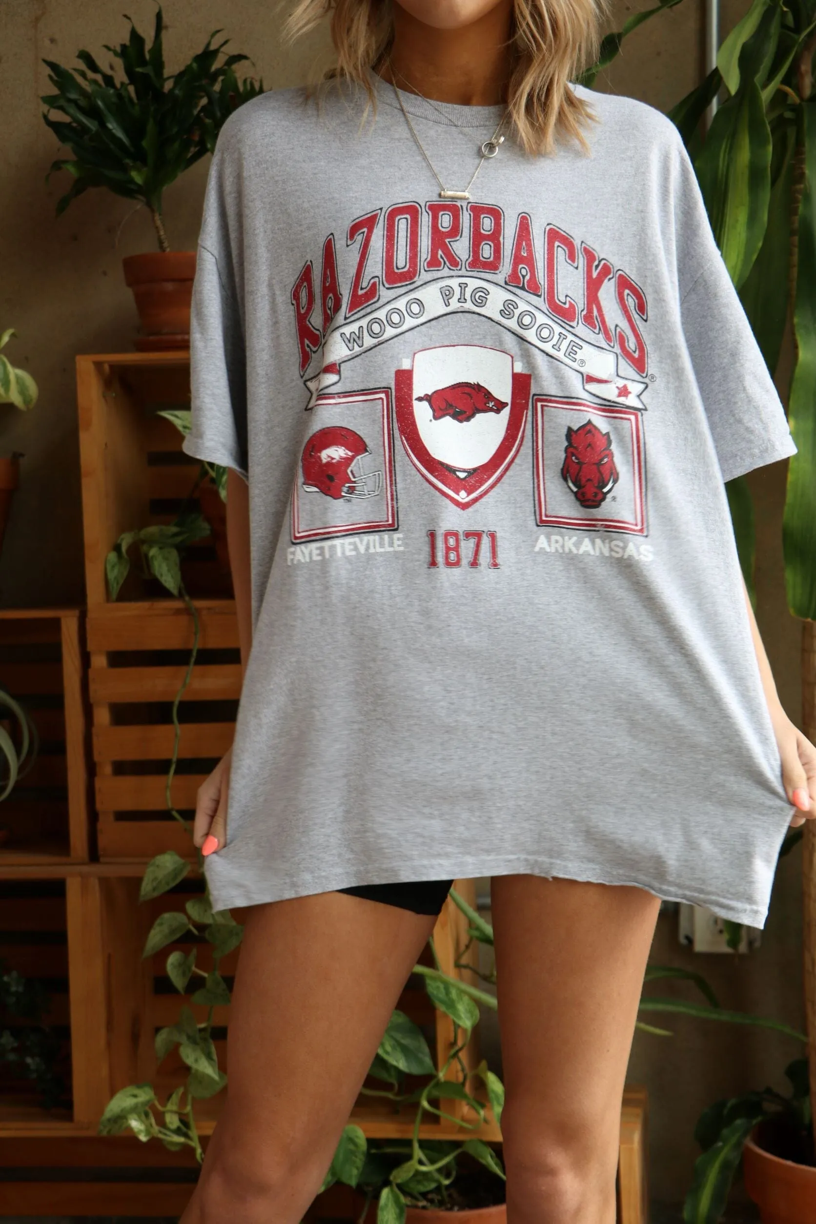 Razorbacks Prep Patch Gray Thrifted Tee