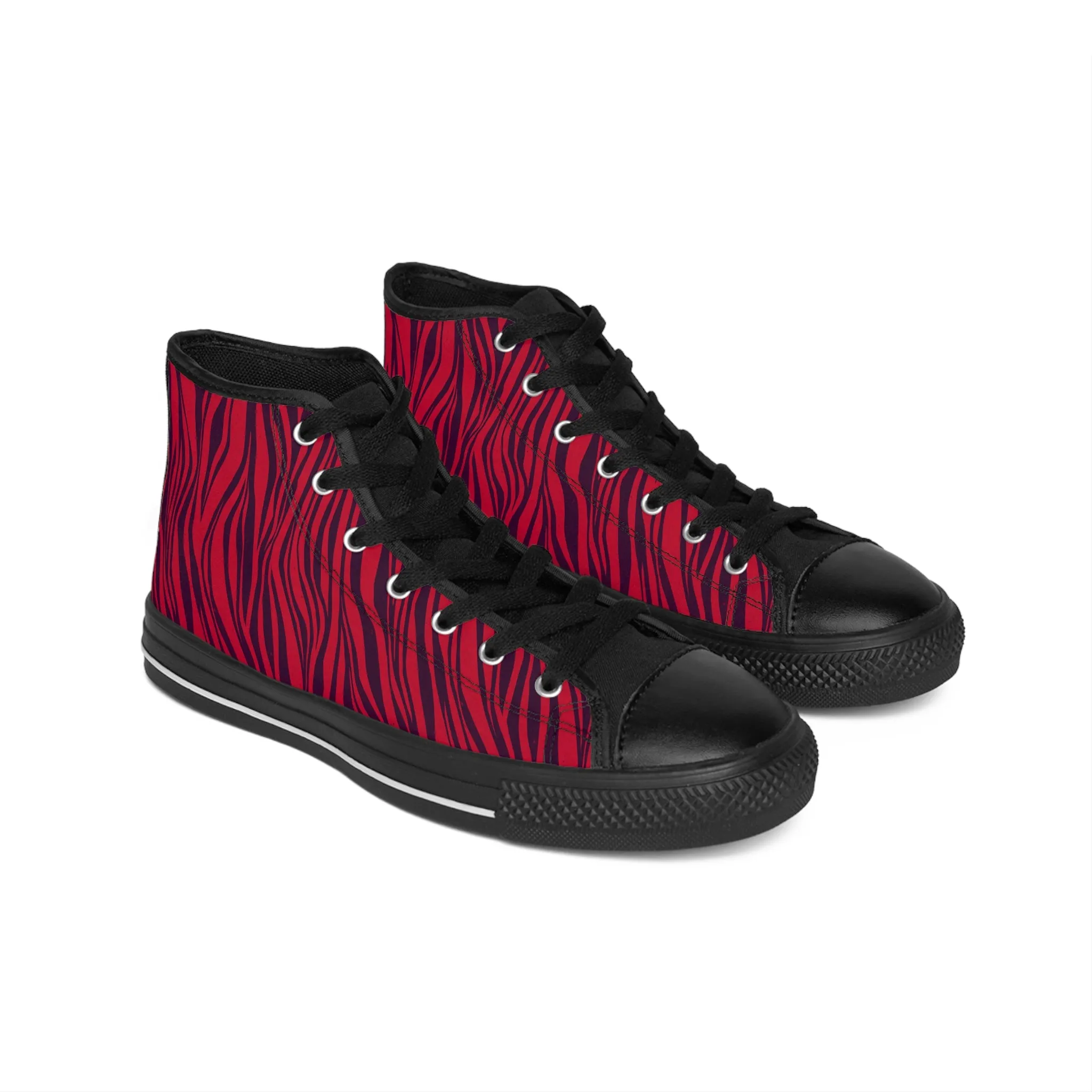 Red Zebra Stripes Women's Classic Sneakers