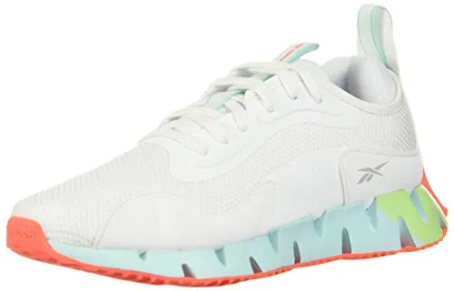 Reebok Women's Zig Dynamica Running Shoe, White/Neon Mint/Digital Glow, 6.5