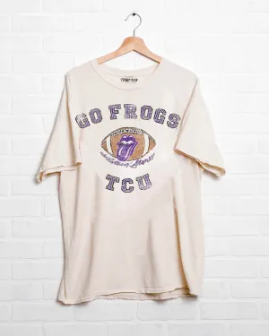 Rolling Stones TCU Horned Frogs Football Lick Off White Thrifted Tee