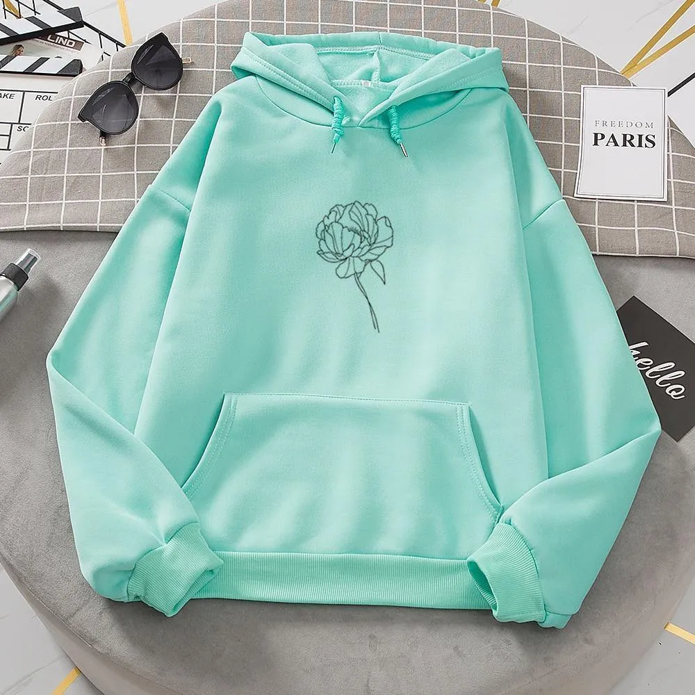 Simple Flower Outline Women's Hoodie: An everyday casual