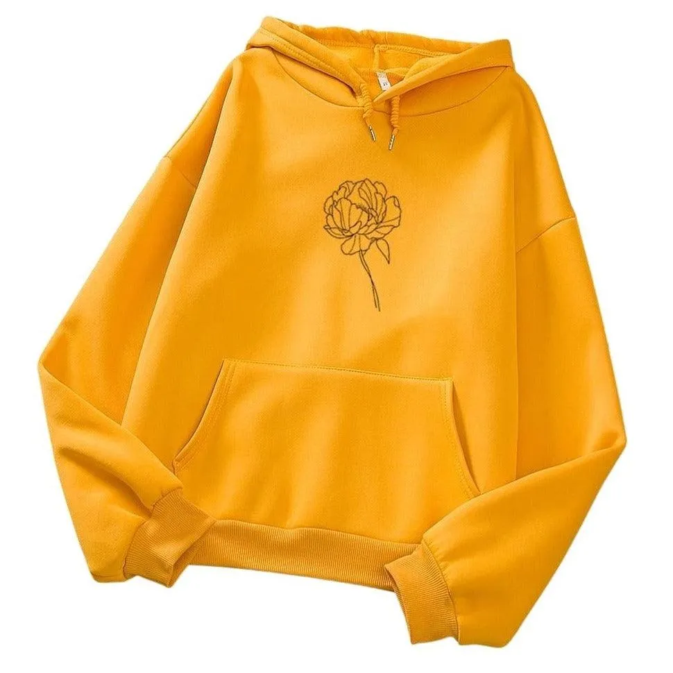 Simple Flower Outline Women's Hoodie: An everyday casual