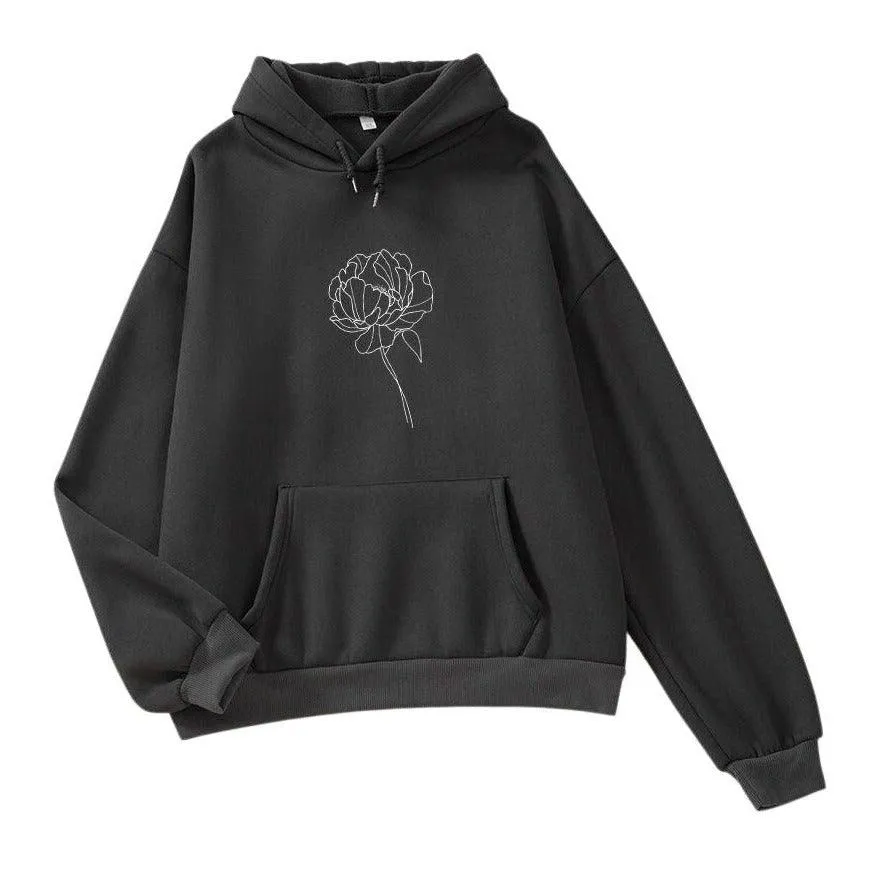 Simple Flower Outline Women's Hoodie: An everyday casual