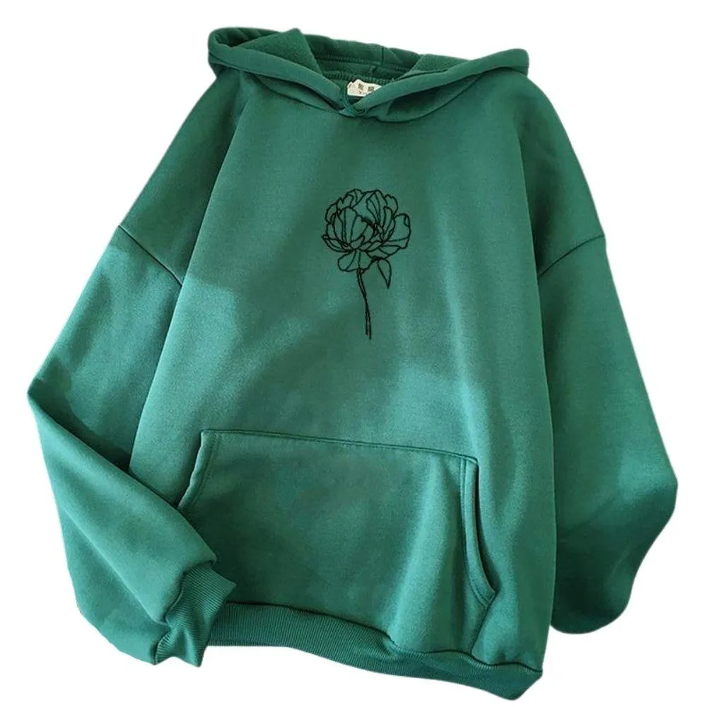 Simple Flower Outline Women's Hoodie: An everyday casual