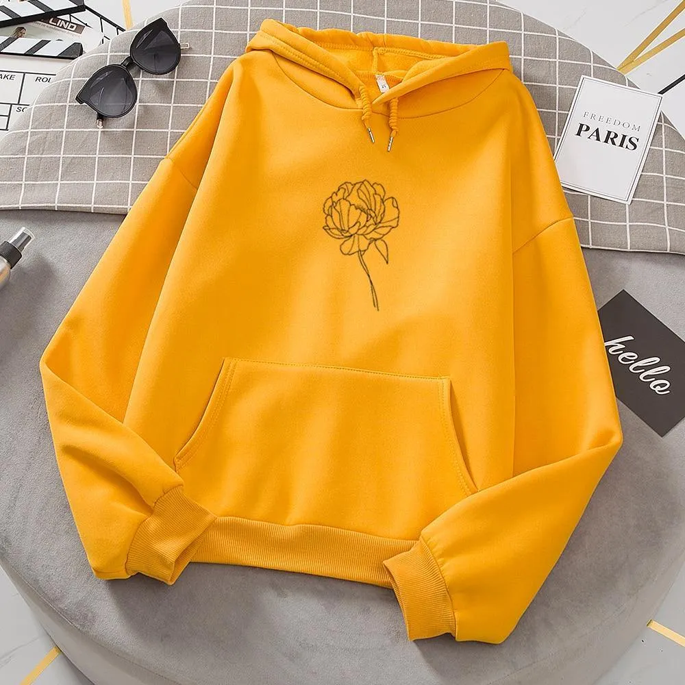 Simple Flower Outline Women's Hoodie: An everyday casual