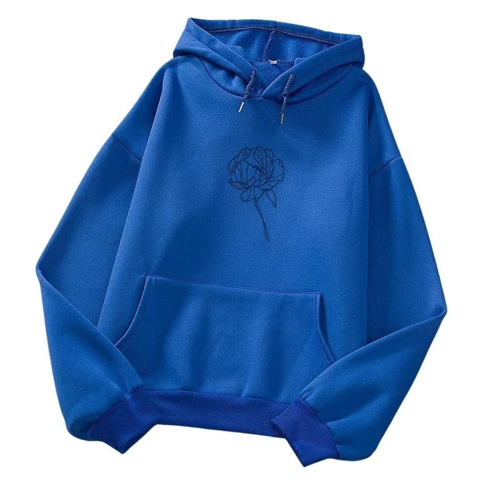 Simple Flower Outline Women's Hoodie: An everyday casual