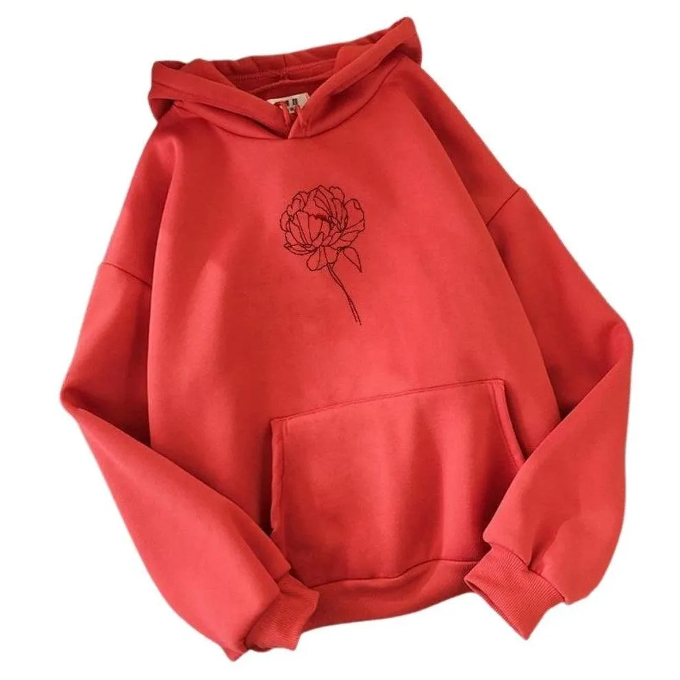 Simple Flower Outline Women's Hoodie: An everyday casual