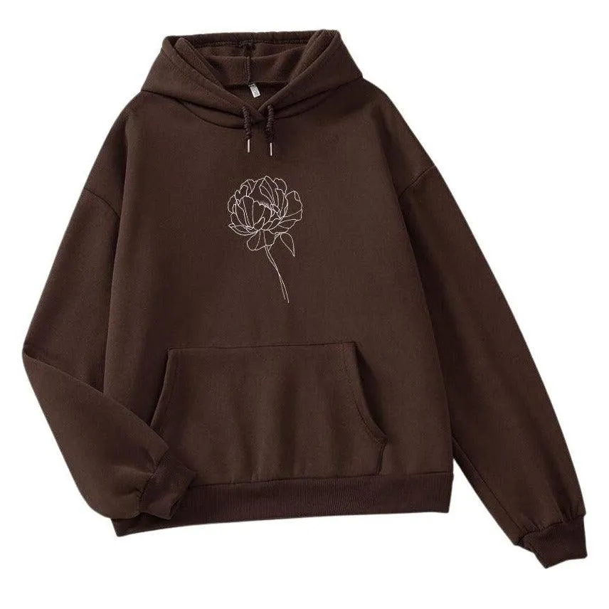 Simple Flower Outline Women's Hoodie: An everyday casual