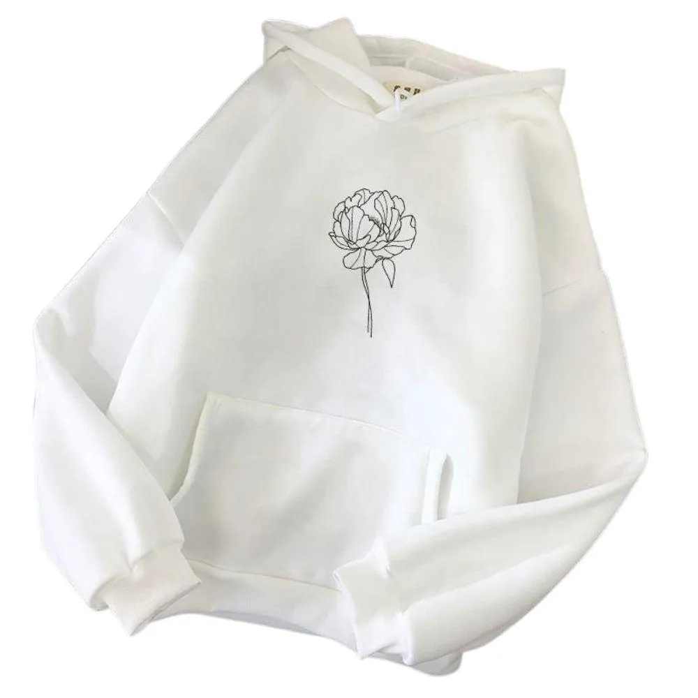 Simple Flower Outline Women's Hoodie: An everyday casual