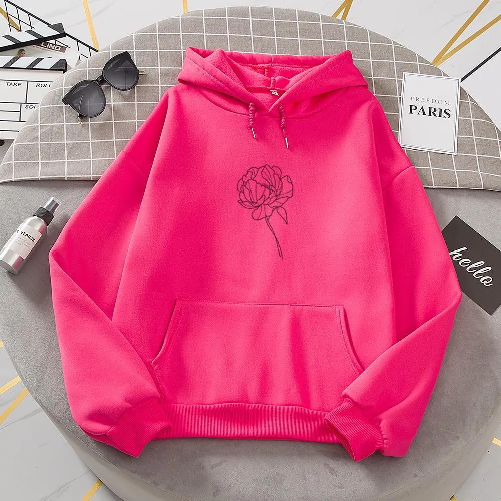 Simple Flower Outline Women's Hoodie: An everyday casual