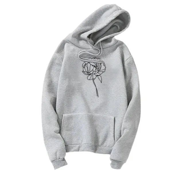 Simple Flower Outline Women's Hoodie: An everyday casual