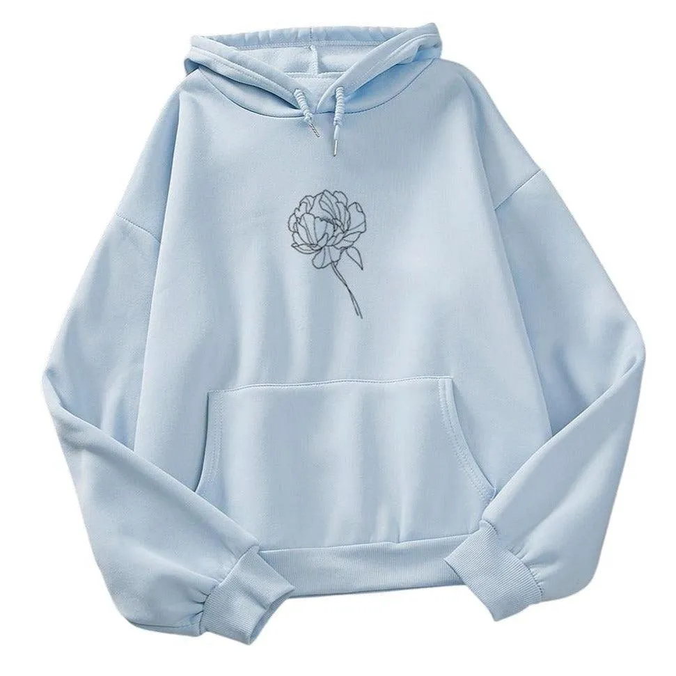 Simple Flower Outline Women's Hoodie: An everyday casual