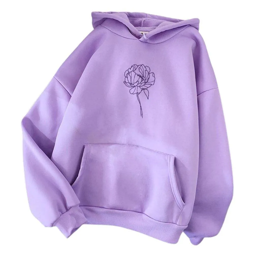 Simple Flower Outline Women's Hoodie: An everyday casual