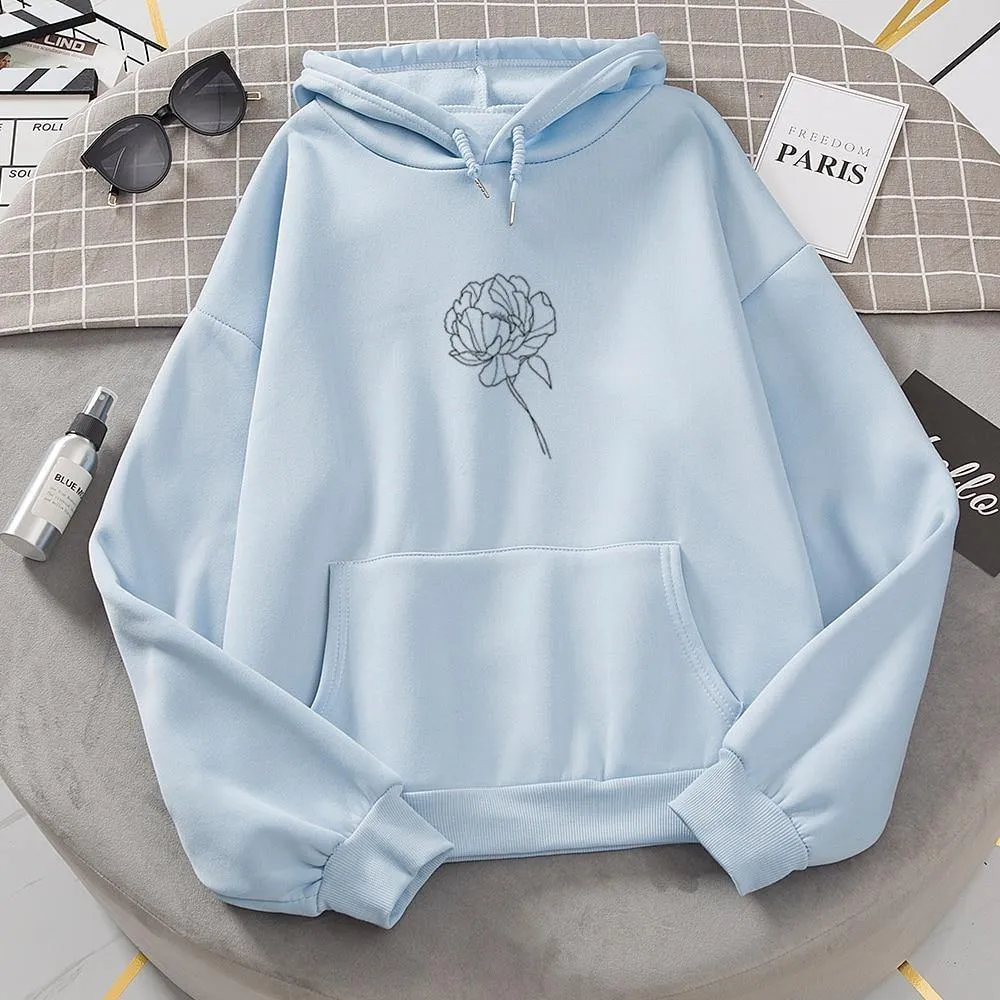 Simple Flower Outline Women's Hoodie: An everyday casual