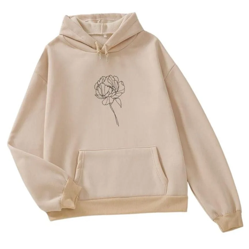 Simple Flower Outline Women's Hoodie: An everyday casual