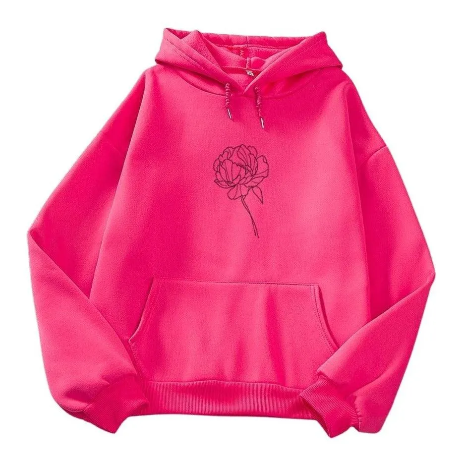 Simple Flower Outline Women's Hoodie: An everyday casual