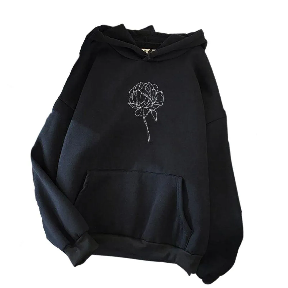 Simple Flower Outline Women's Hoodie: An everyday casual