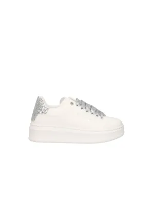 Sneakers Addict In Ecopelle Con Tallone Glitter - Argento