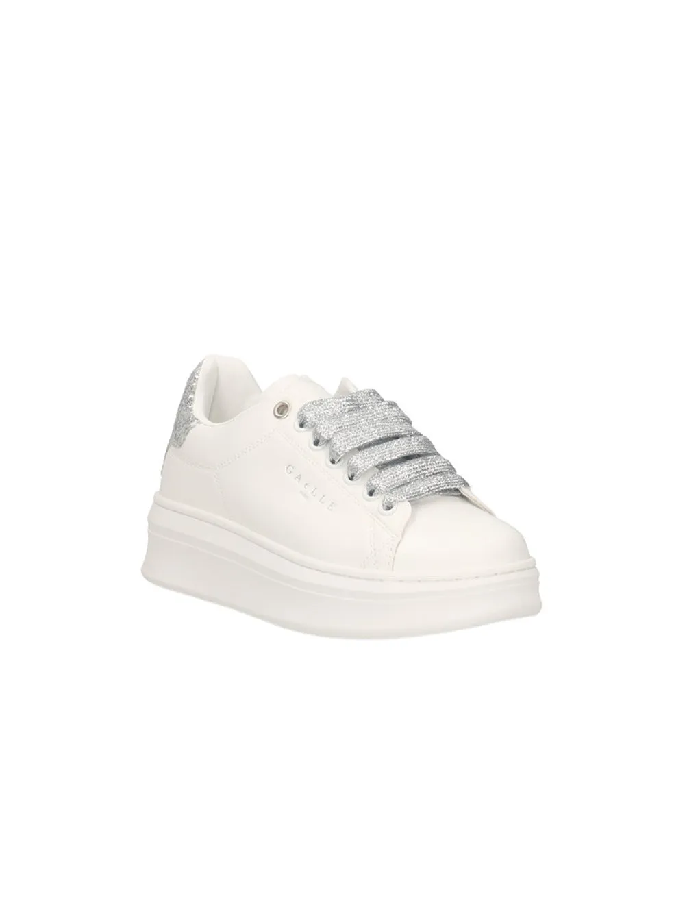 Sneakers Addict In Ecopelle Con Tallone Glitter - Argento