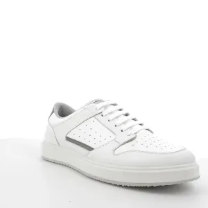 SNEAKERS PELLE BIANCA DETTAGLI GRIGI