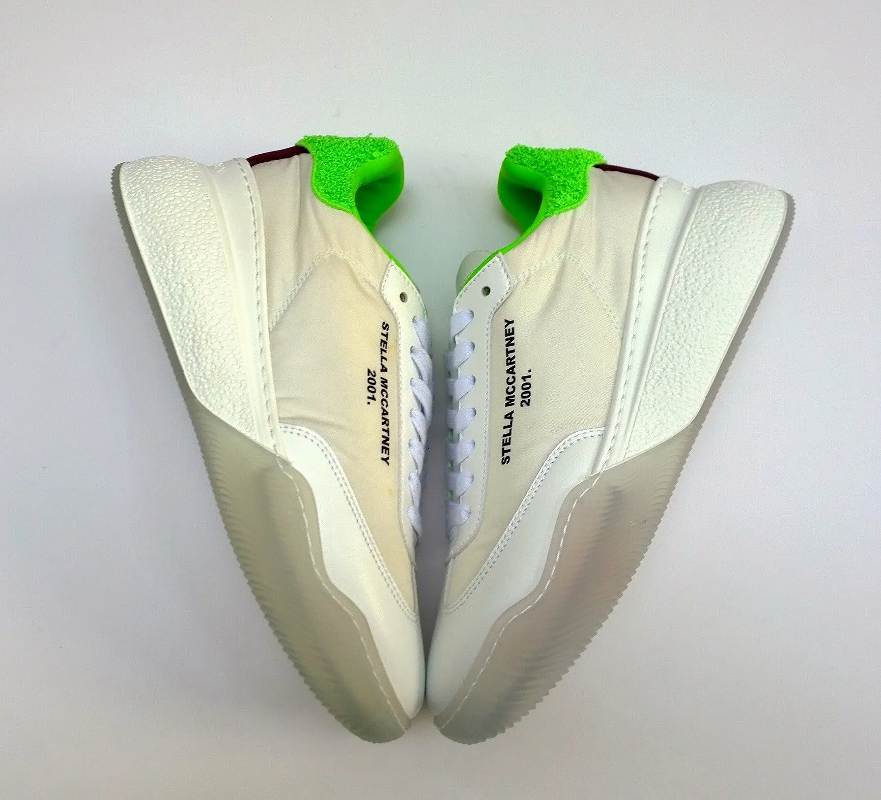 Stella McCartney Loop White and Lime Green Recycled Sneakers New in Box