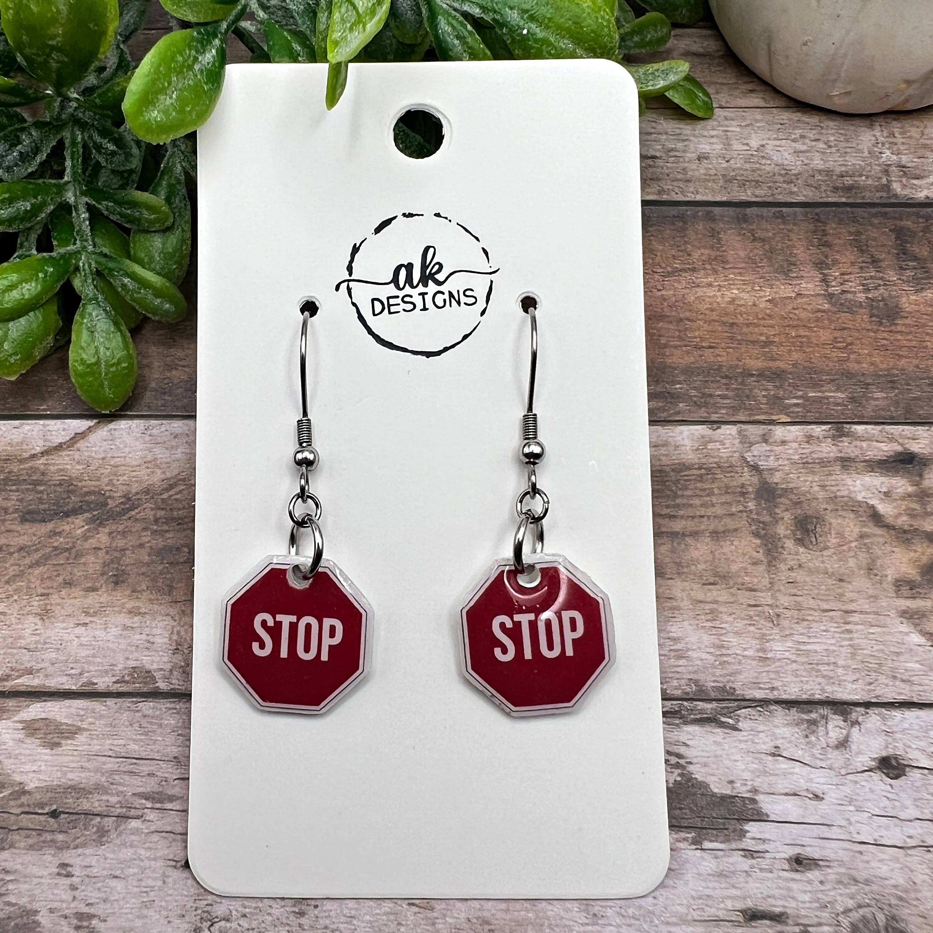 STOP Sign Dangle Earrings