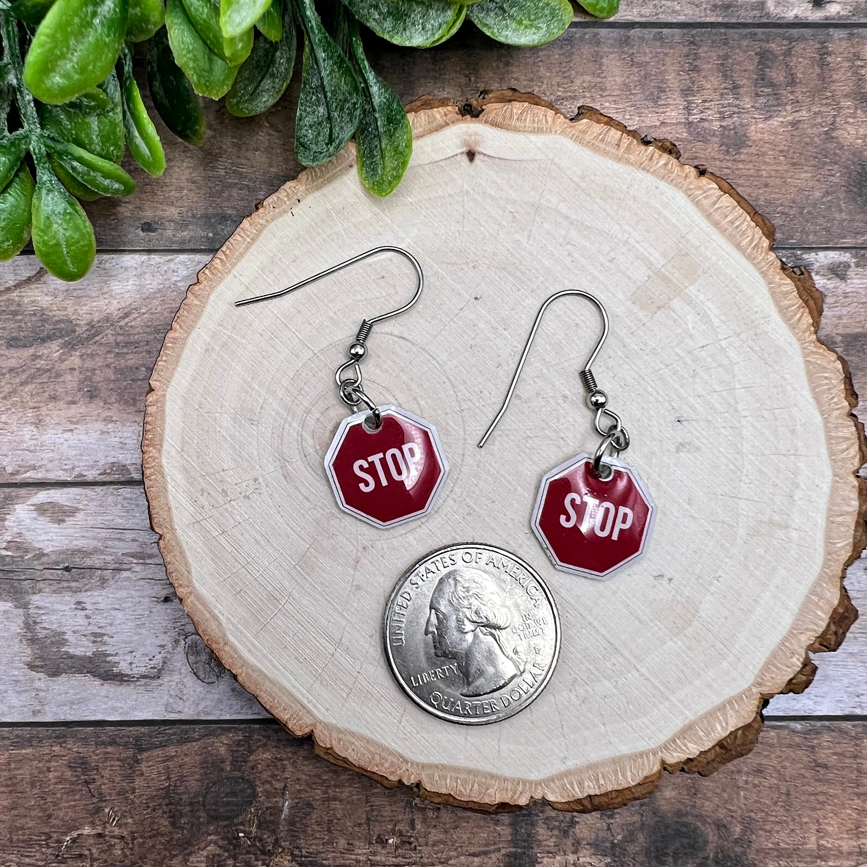 STOP Sign Dangle Earrings