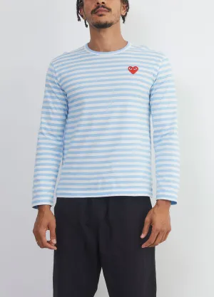 T278 Red Heart Stripe Long-sleeve T-shirt