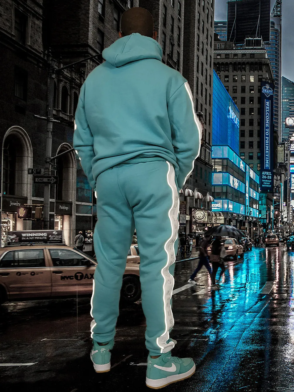 Turquoise Embroidered Hoodie Tracksuit