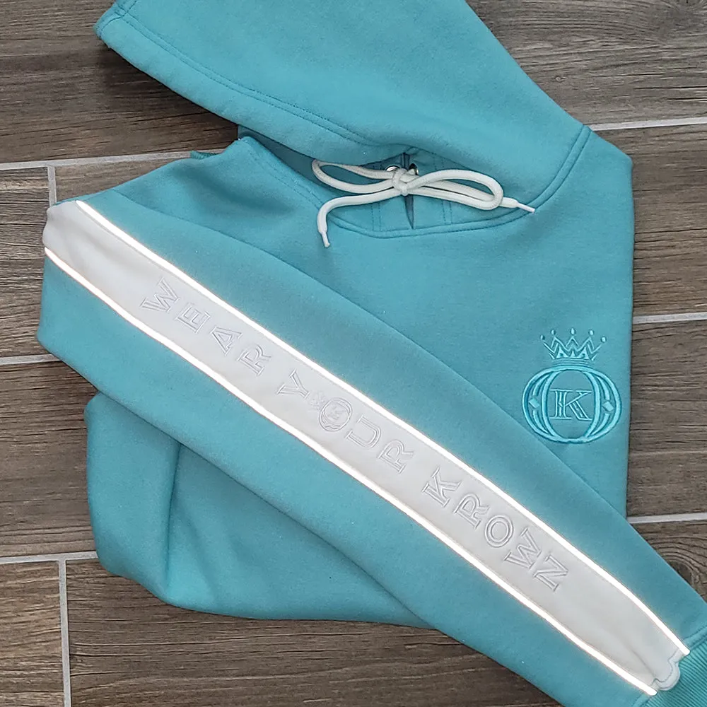 Turquoise Embroidered Hoodie Tracksuit