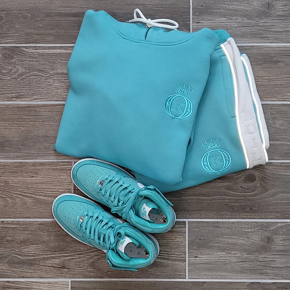 Turquoise Embroidered Hoodie Tracksuit