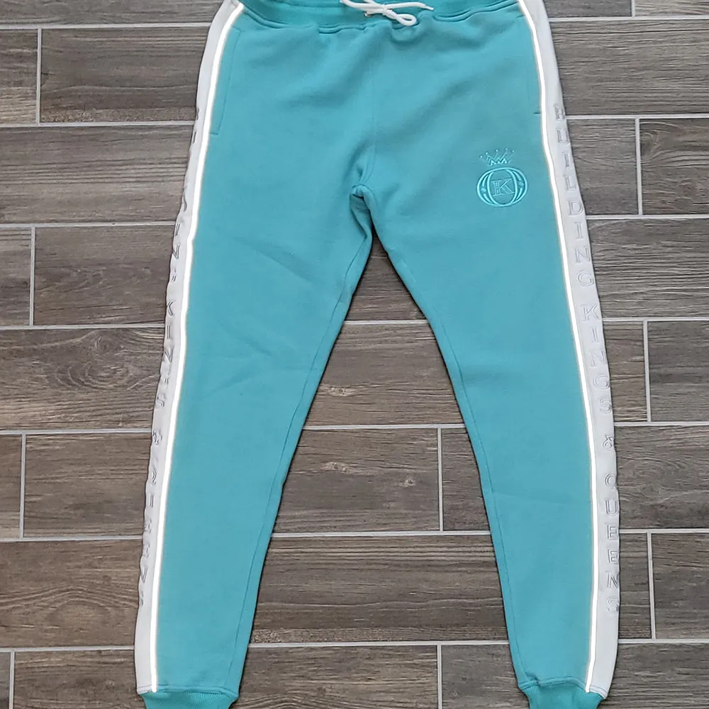 Turquoise Embroidered Hoodie Tracksuit