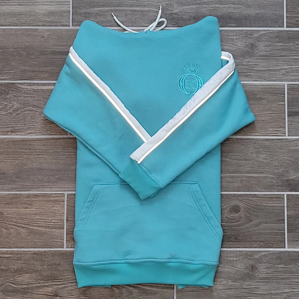 Turquoise Embroidered Hoodie Tracksuit